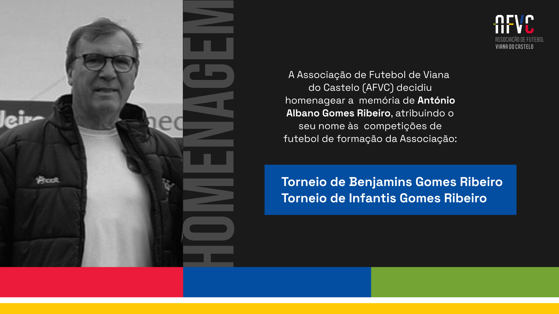 Associação de Futebol de Viana do Castelo decidiu homenagear a memória de António Albano Gomes Ribeiro